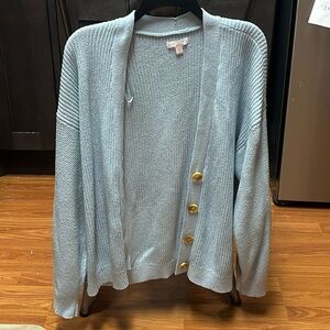 LC Lauren Conrad Light Blue Cardigan with Gold Buttons